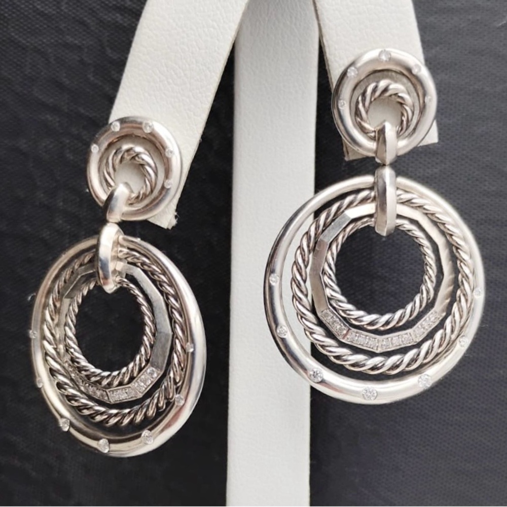 David Yurman Stax Drop Earrings With Diamonds